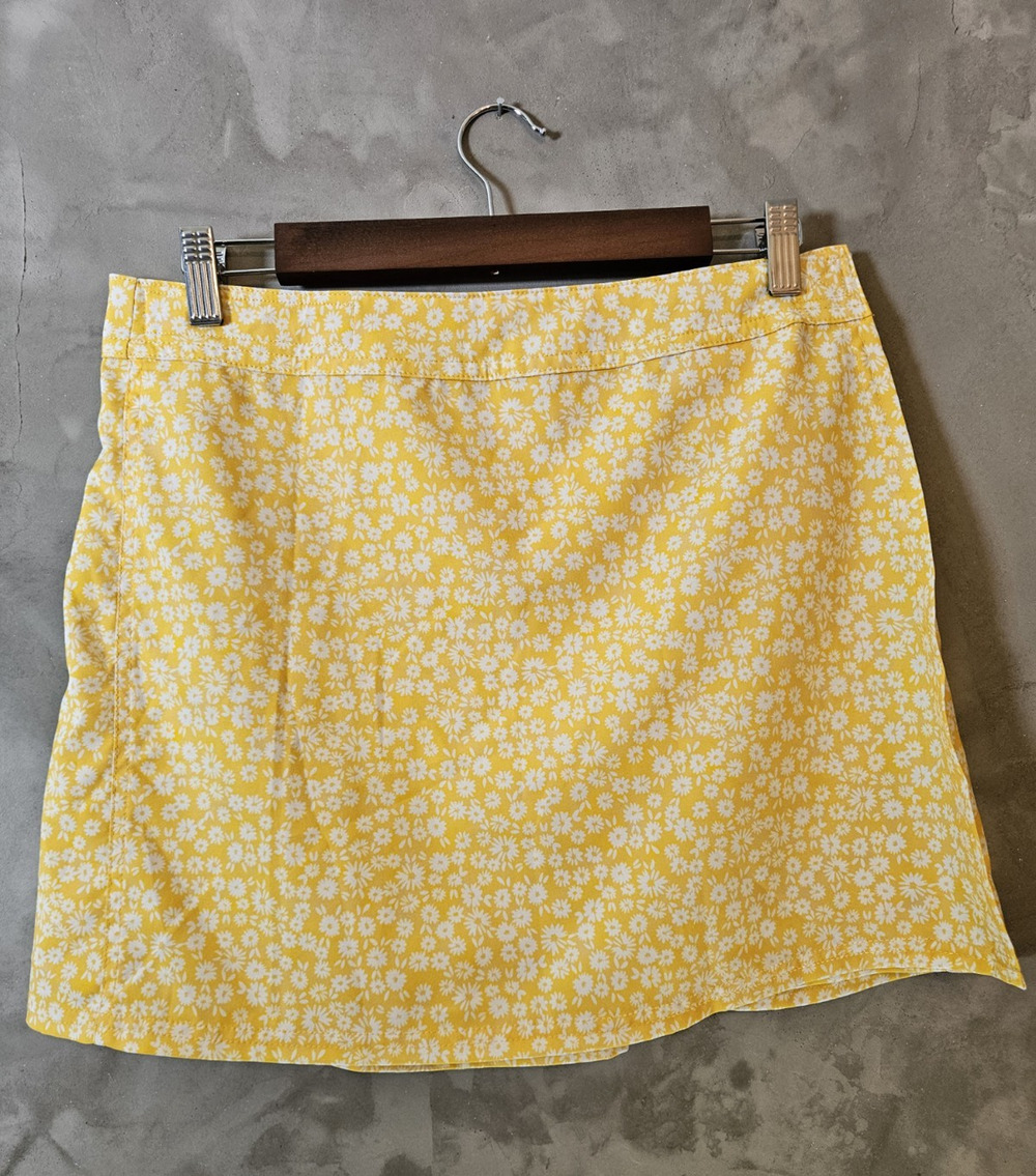 Rip Skirt Floral Wrap Skirt Yellow/White Short Length Size M